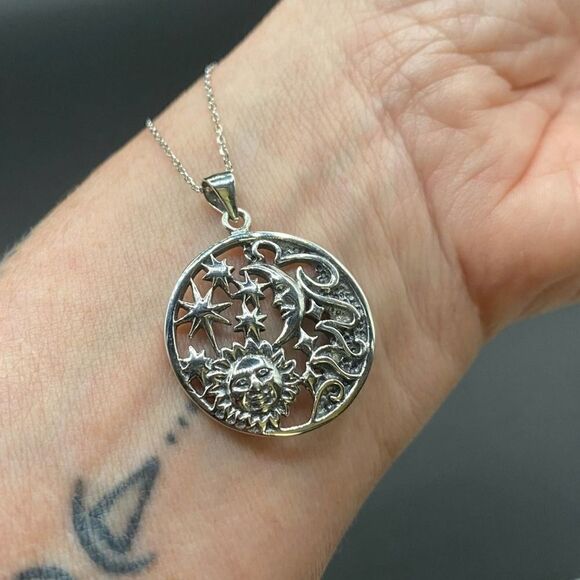 Elements Celestial Sterling Silver Pendant On Sterling Silver Cable Chain - Picture 5 of 5